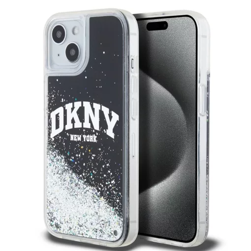 DKNY Liquid Glitter Arch Logo tok iPhone 11 készülékhez fekete