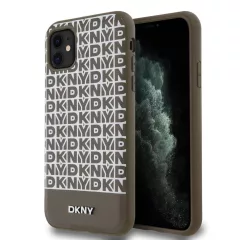   DKNY PU bőr Repeat Pattern Bottom Stripe MagSafe tok iPhone 11 készülékhez barna