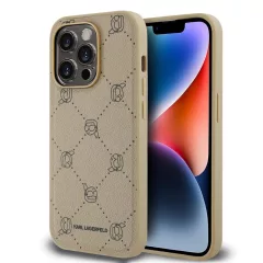   Karl Lagerfeld PU Karl Heads Pattern MagSafe tok iPhone 14 Pro Max készülékhez bézs