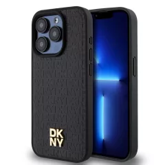   DKNY PU Leather Repeat Pattern Stack Logo MagSafe tok iPhone 13 Pro készülékhez fekete