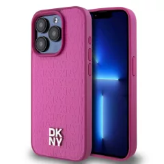   DKNY PU Leather Repeat Pattern Stack Logo MagSafe tok iPhone 15 Pro Max készülékhez rózsaszín