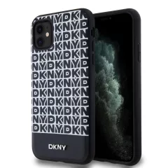   DKNY PU Leather Repeat Pattern Bottom Stripe MagSafe tok iPhone 11 készülékhez fekete