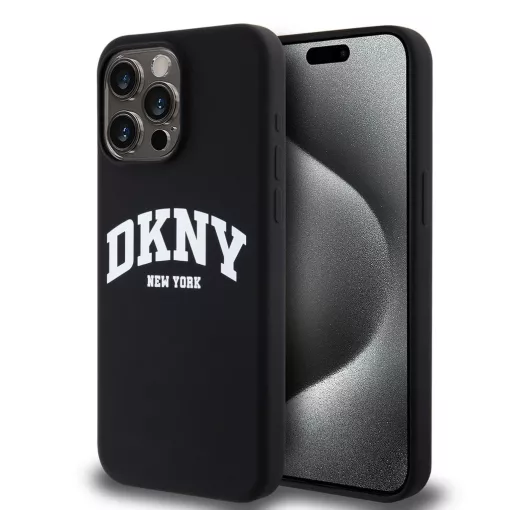 DKNY Liquid Silicone Arch Logo MagSafe tok iPhone 15 Pro Max készülékhez fekete