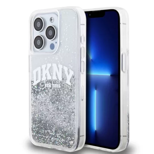 DKNY Liquid Glitter Arch Logo tok iPhone 15 Pro készülékhez átlátszó