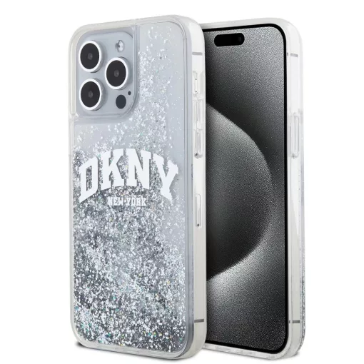 DKNY Liquid Glitter Arch Logo tok iPhone 15 Pro Max készülékhez átlátszó