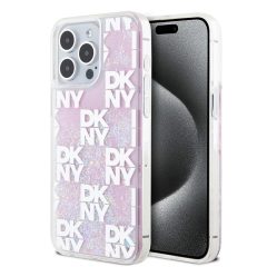   DKNY Liquid Glitter Checkered Pattern tok iPhone 15 Pro Max készülékhez rózsaszín