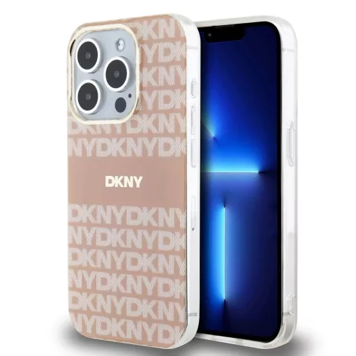 DKNY PC/TPU Repeat Pattern Tonal Stripe Magsafe tok iPhone 13 Pro Max készülékhez rózsaszín