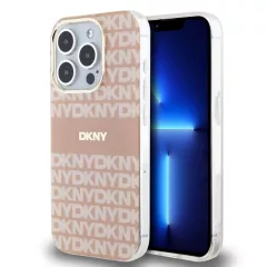   DKNY PC/TPU Repeat Pattern Tonal Stripe Magsafe tok iPhone 15 Pro készülékhez rózsaszín