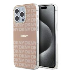   DKNY PC/TPU Repeat Pattern Tonal Stripe Magsafe Tok iPhone 15 Pro Max készülékhez rózsaszín