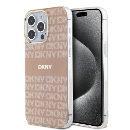 DKNY PC/TPU Repeat Pattern Tonal Stripe Magsafe Tok iPhone 15 Pro Max készülékhez rózsaszín