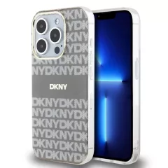   DKNY PC/TPU Repeat Pattern Tonal Stripe Magsafe tok iPhone 15 Pro készülékhez bézs