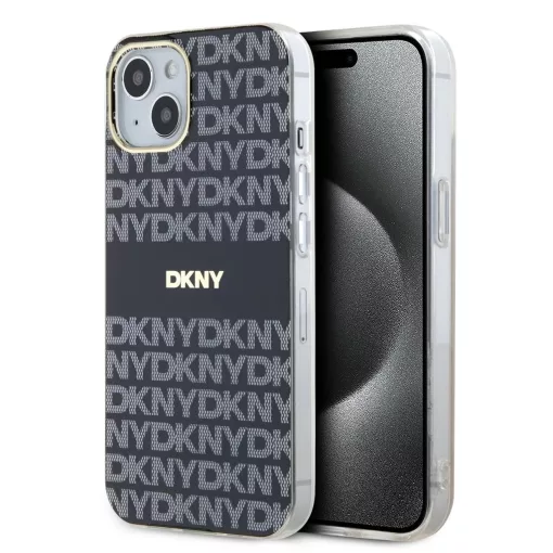 DKNY PC/TPU Repeat Pattern Tonal Stripe Magsafe tok iPhone 13 készülékhez fekete