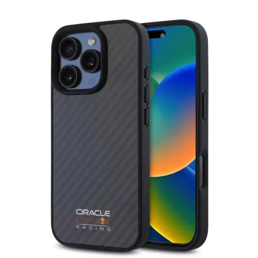 Red Bull Carbon Shiny Logo MagSafe tok iPhone 16 Pro készülékhez fekete