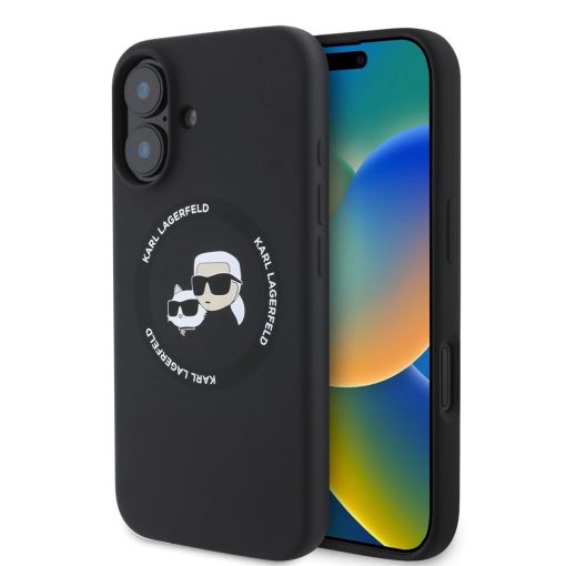 Karl Lagerfeld Liquid Silicone K&CH Heads MagSafe tok iPhone 16 készülékhez fekete