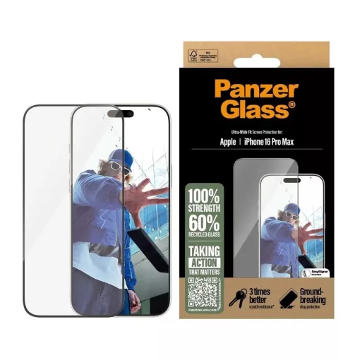 PanzerGlass edzett üveg kijelzővédő UWF for Apple iPhone 16 Pro Max készülékhez fekete