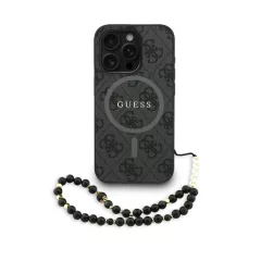   Guess PU Leather 4G Colored Ring Strap MagSafe tok iPhone 15 Pro készülékhez fekete