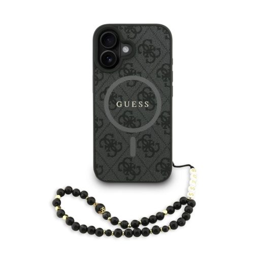 Guess PU Leather 4G Colored Ring Strap MagSafe tok iPhone 16 készülékhez fekete