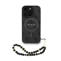   Guess PU Leather 4G Colored Ring Strap MagSafe tok iPhone 16 Pro készülékhez fekete