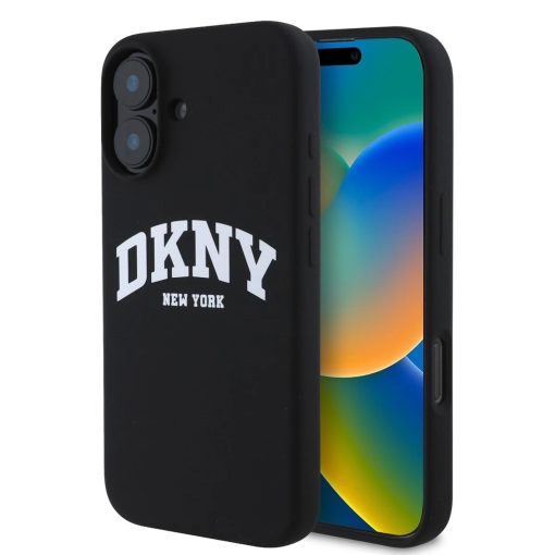 DKNY Liquid Silicone Arch Logo MagSafe tok iPhone 16 készülékhez fekete
