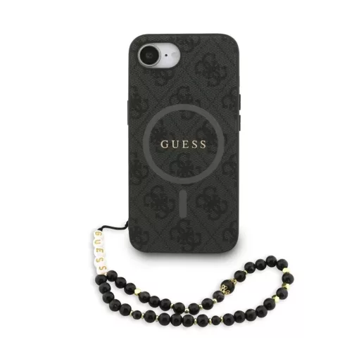 Guess PU Leather 4G Colored Ring Strap MagSafe tok iPhone 16e/17e készülékhez fekete