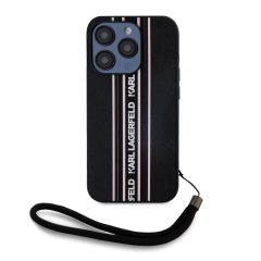   Karl Lagerfeld PU Saffiano Athleisure Stripe and Strap tok iPhone 15 Pro készülékhez rózsaszín