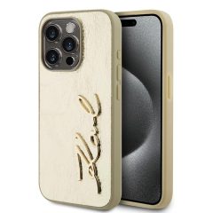   Karl Lagerfeld Wrinkled PU Signature Logo tok iPhone 15 Pro készülékhez arany