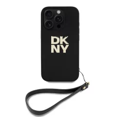   DKNY PU bőr Stack Logo csuklópántos tok az iPhone 16 Pro Max készülékhez fekete