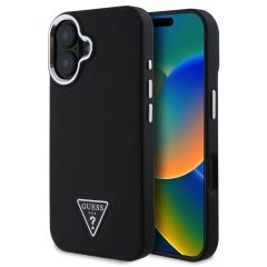   Guess PU Grained Triangle Logo tok iPhone 16 készülékhez fekete