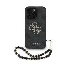   Guess PU 4G Metal Logo Strap tok iPhone 15 Pro Max készülékhez fekete