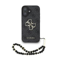   Guess PU 4G Metal Logo Strap tok iPhone 16 készülékhez fekete