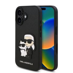  Karl Lagerfeld PU Saffiano Karl and Choupette tok iPhone 16 készülékhez fekete