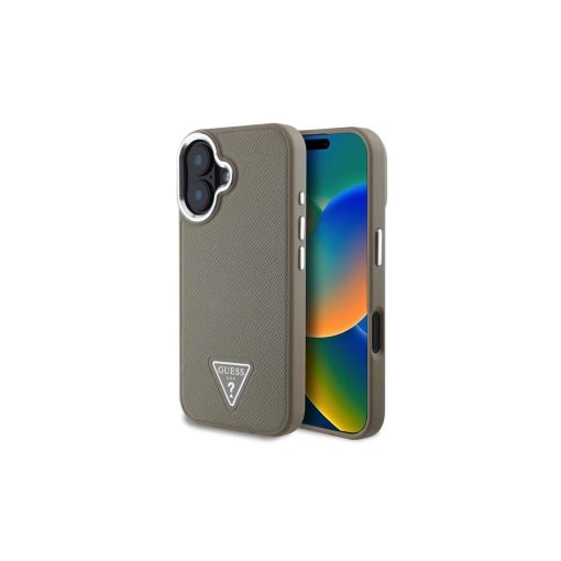 Guess PU Grained Triangle Logo tok iPhone 16 készülékhez barna