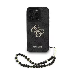   Guess PU 4G Metal Logo Strap tok iPhone 16 Pro Max készülékhez fekete