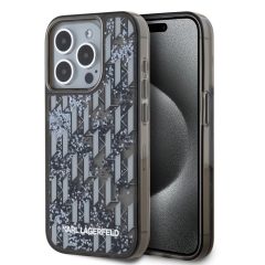   Karl Lagerfeld Liquid Glitter Monogram Gradient tok iPhone 15 Pro Max készülékhez fekete