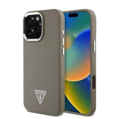   Guess PU Grained Triangle Logo tok iPhone 16 Pro Max készülékhez barna