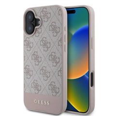 Guess PU 4G Stripe tok iPhone 16 készülékhez rózsaszín