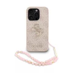   Guess PU 4G Metal Logo Strap tok iPhone 15 Pro Max készülékhez rózsaszín
