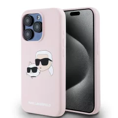   Karl Lagerfeld Liquid Silicone Double Heads MagSafe tok iPhone 15 Pro készülékhez rózsaszín