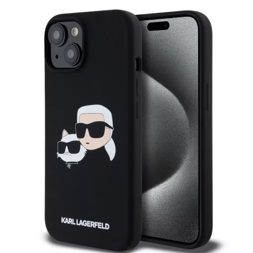 Karl Lagerfeld Liquid Silicone Double Heads MagSafe tok iPhone 15 Pro Max készülékhez fekete