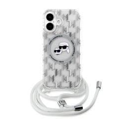   Karl Lagerfeld IML Monogram Crossbody K&CH Heads MagSafe tok iPhone 16 készülékhez átlátszó