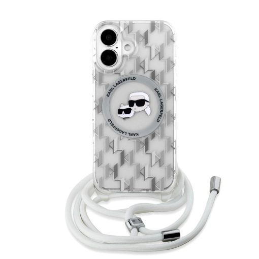 Karl Lagerfeld IML Monogram Crossbody K&CH Heads MagSafe tok iPhone 16 készülékhez átlátszó