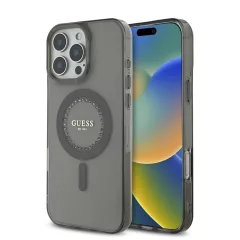   Guess IML Rhinestones Ring MagSafe tok iPhone 16 Pro Max készülékhez fekete