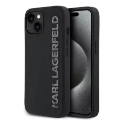   Karl Lagerfeld 3D Rubber Glitter Logo tok iPhone 14 készülékhez fekete