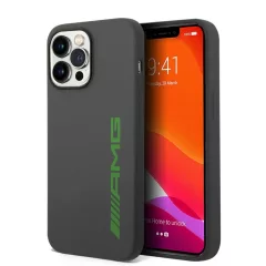   AMG Liquid Silicone Green Logo tok iPhone 14 Pro készülékhez szürke