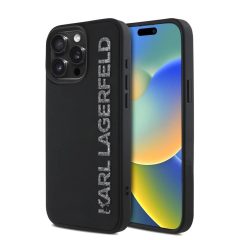   Karl Lagerfeld 3D Rubber Glitter Logo tok iPhone 15 Pro Max készülékhez fekete