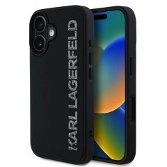   Karl Lagerfeld 3D Rubber Glitter Logo tok iPhone 16 készülékhez fekete