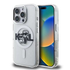   Karl Lagerfeld IML Glitter Karl and Choupette Sketch MagSafe tok iPhone 16 Pro Max készülékhez átlátszó