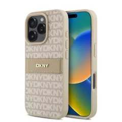   DKNY PU Leather Repeat Pattern Tonal Stripe tok iPhone 16 Pro Max készülékhez rózsaszín