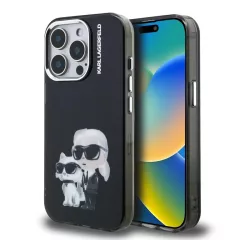   Karl Lagerfeld IML Aquarelle Karl and Choupette tok iPhone 15 Pro készülékhez fekete