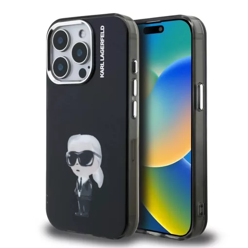 Karl Lagerfeld IML Aquarelle Karl tok iPhone 15 Pro készülékhez fekete